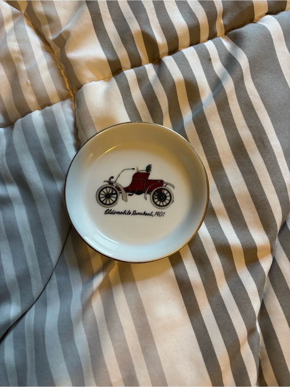 Vintage Red Automobile Porcelain Trinket Dish